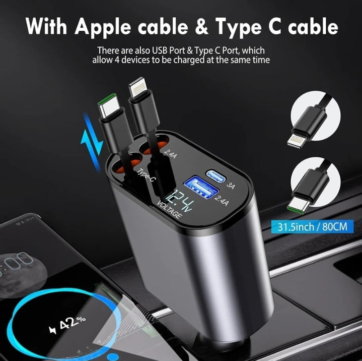 120 W car retractable charger